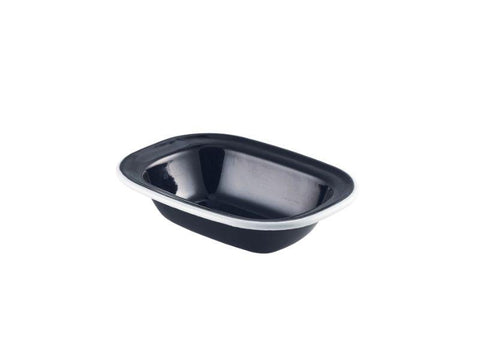 Enamel Pie Dish Black with White Rim 16cm