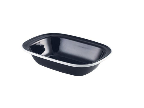 Enamel Pie Dish Black with White Rim 20cm