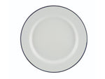 Enamel Wide Rim Plate White & Blue 24cm