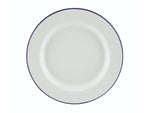 Enamel Wide Rim Plate White & Blue 26cm