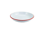 Enamel Rice/Pasta Plate White with Red Rim 24cm