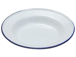Enamel Deep Plate White & Blue 24cm
