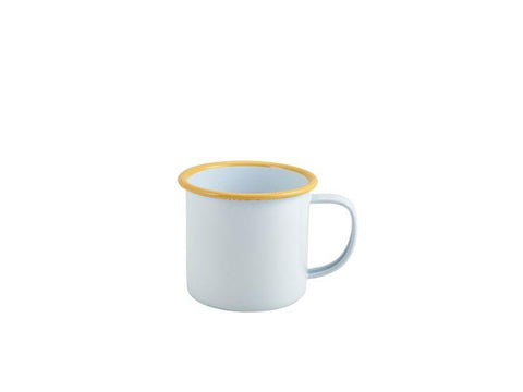 Enamel Mug White with Yellow Rim 36cl/12.5oz