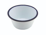 Enamel Round Deep Pie Dish White & Blue 12cm