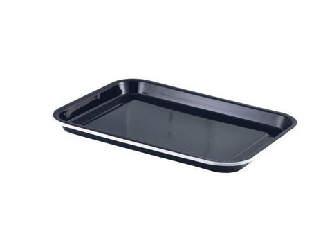 Enamel Serving Tray Black with White Rim 33.5x23.5x2.2cm