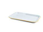 Enamel Serving Tray White with Yellow Rim 33.5x23.5x2.2cm