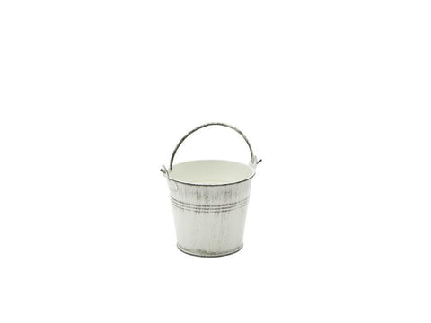 Galvanised Steel Serving Bucket 10cm Dia White Wash