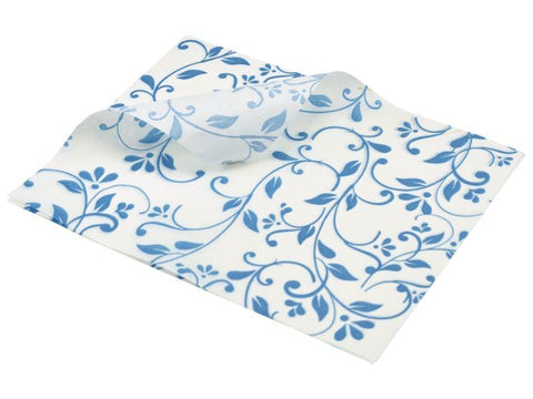 Greaseproof Paper Blue Floral Print 25 x 20cm