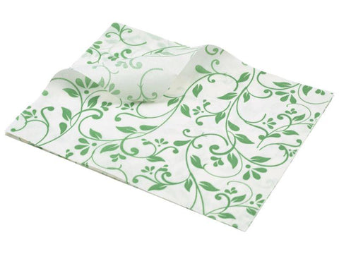 Greaseproof Paper Green Floral Print 25 x 20cm