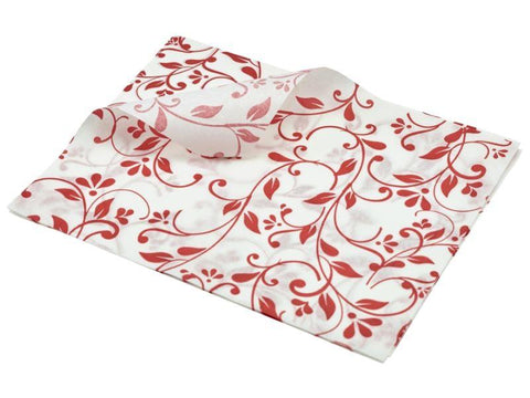 Greaseproof Paper Red Floral Print 25 x 20cm