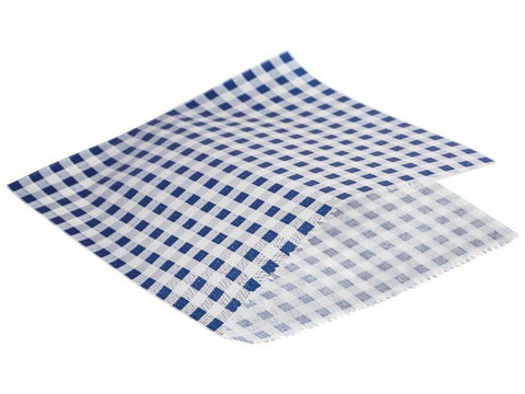 Greaseproof Paper Bags Blue Gingham Print 17.5 x 17.5cm