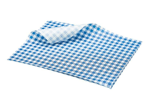 Greaseproof Paper Blue Gingham Print 25 x 20cm