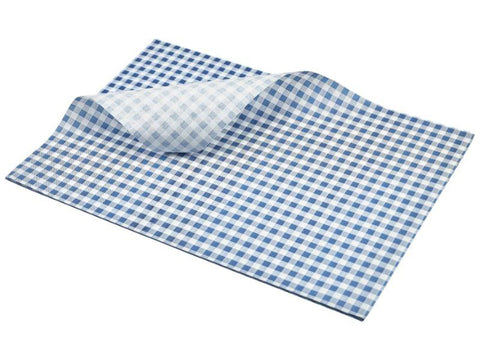 Greaseproof Paper Blue Gingham Print 35 x 25cm