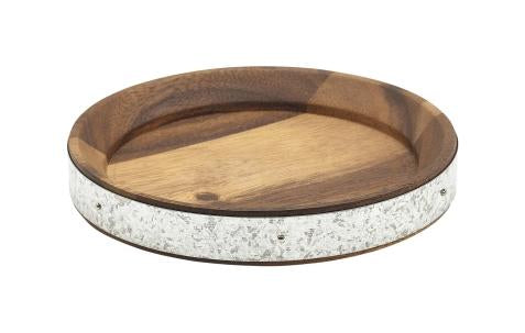 Acacia Wood Zinc Banded Serving Board 17cm