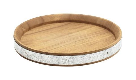 Acacia Wood Zinc Banded Serving Board 24cm